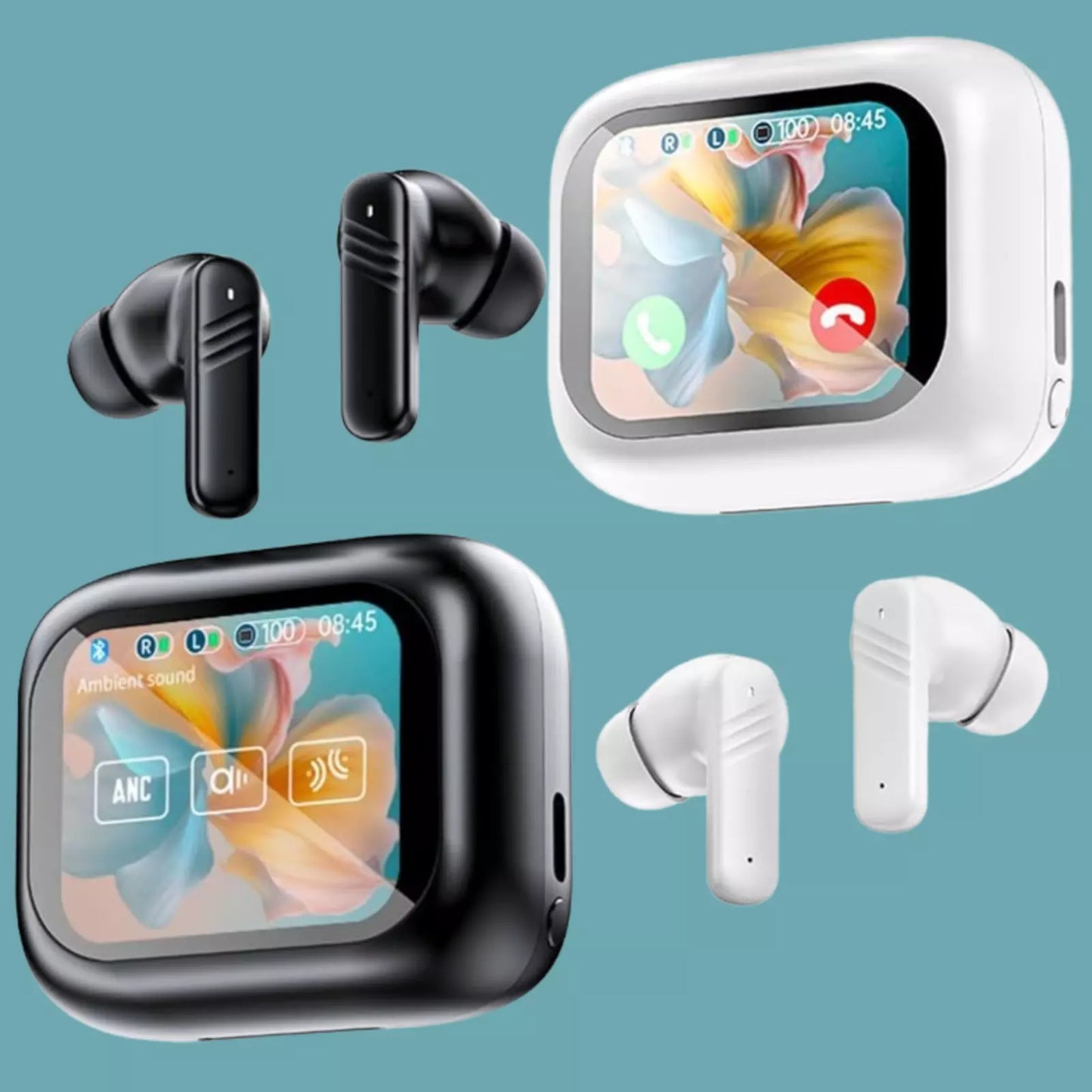 Earbuds with Touch Screen Display, Earphones Wireless Bluetooth 5.4 | Fast Ship