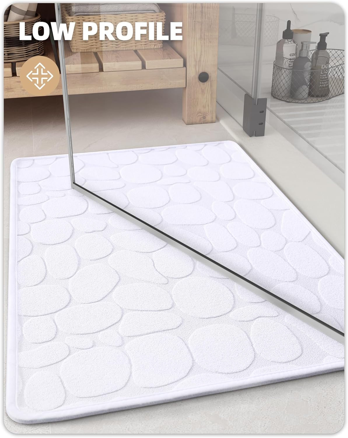 Rubber Backed Bath Mat 40 x 60 cm, Non Slip Thin Bathroom Mat Quick Dry